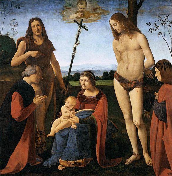 Giovanni Antonio Boltraffio Virgin and Child with Sts John the Baptist and Sebastian Norge oil painting art